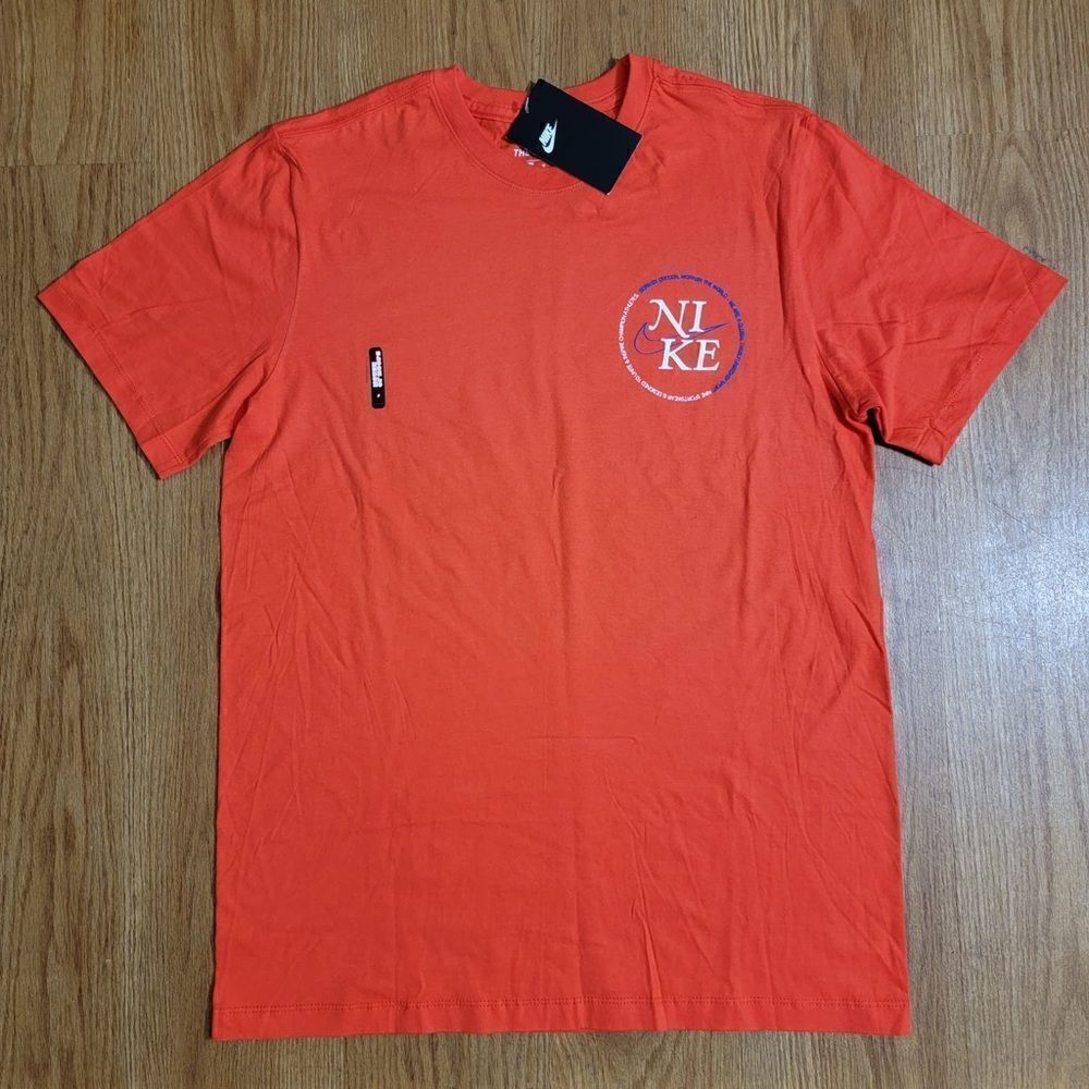 Nike Sportswear NSW Just Do It JDI Logo Tee Men's Medium M Orange White Blue New